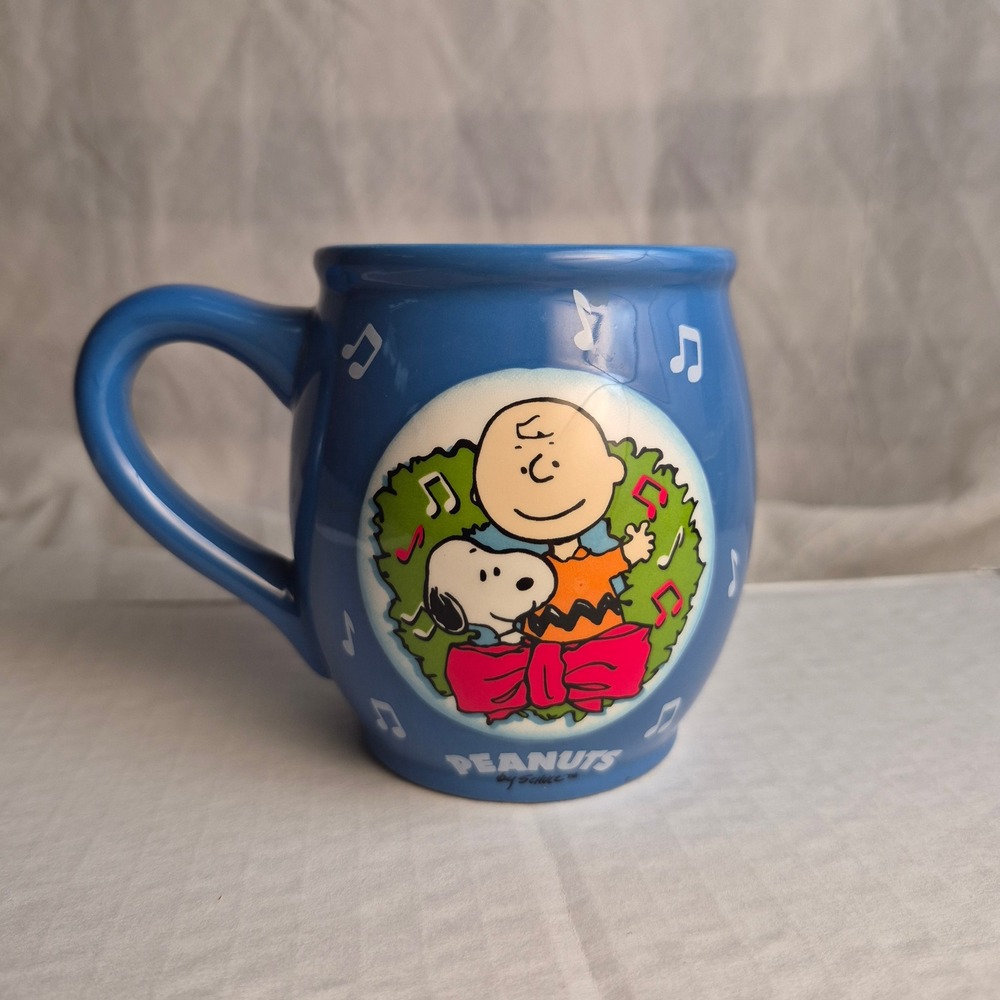 Peanuts Snoopy Charlie Brown Christmas Mug Blue Ceramic Doghouse 2012 Holiday
